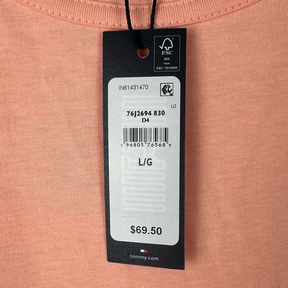 TOMMY HILFIGER Belted T In Playful Peach T Shirt Dress - Picture 8 of 13